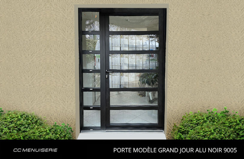 Porte Modèle Grand Jour Alu Noir 9005