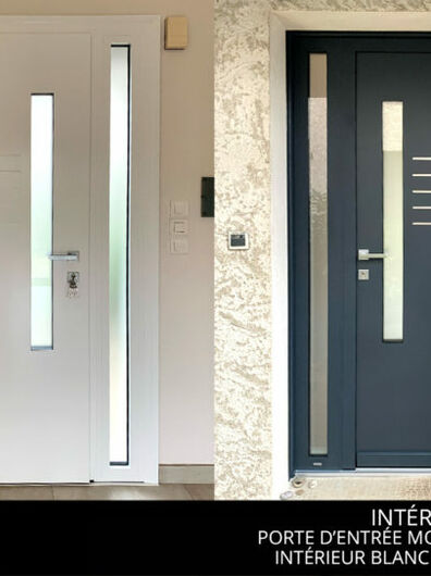 Porte d’entrée MONALU Modèle Pinta Inté. Blanc / Ext. RAL 7016