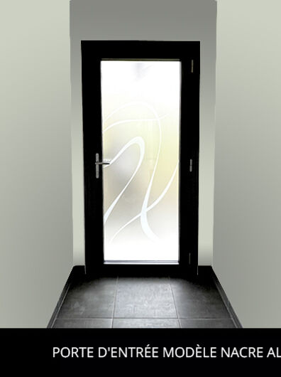 Porte d'entrée Modèle Nacre Alu noir 2100 Sablé