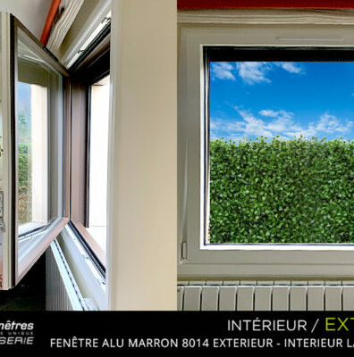 Fenêtre Mix Bois-Alu Lasure Blanc - Alu Marron 8014