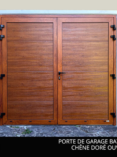 Porte de Garage Battante 2 Vantaux Chêne Doré