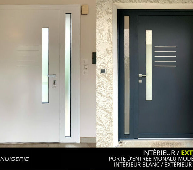 Porte d’entrée MONALU Modèle Pinta Inté. Blanc / Ext. RAL 7016