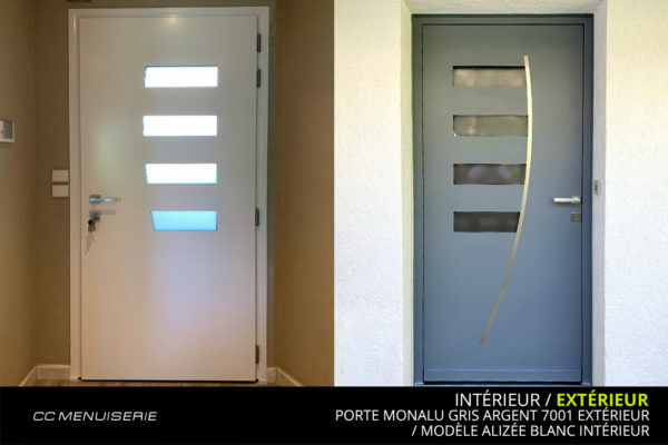 Porte Monalu modèle Alizée Blanc & Gris Argent 7001