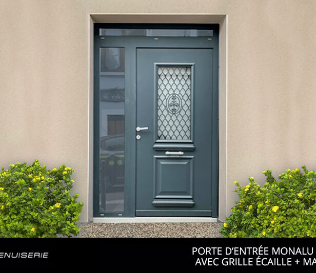 Porte d'Entrée Monalu Saline Grille écaillé et Macaron