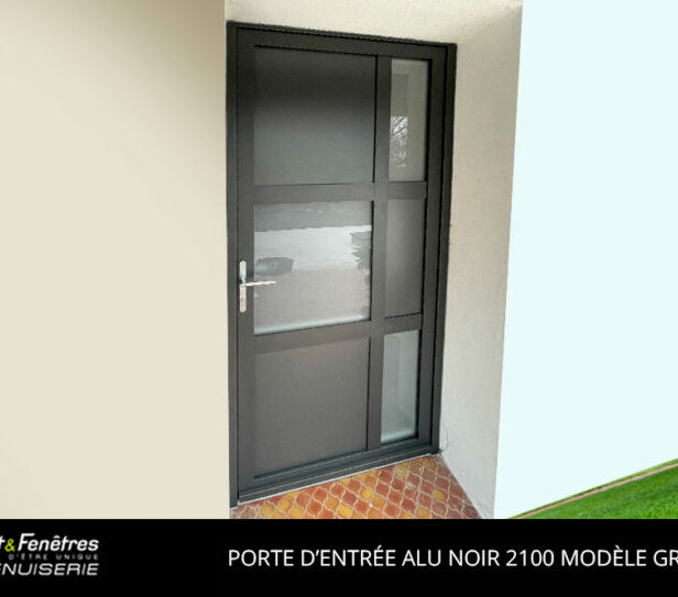 Porte d'Entrée Alu Noir 2100 Sablé Modèle Graphik 2